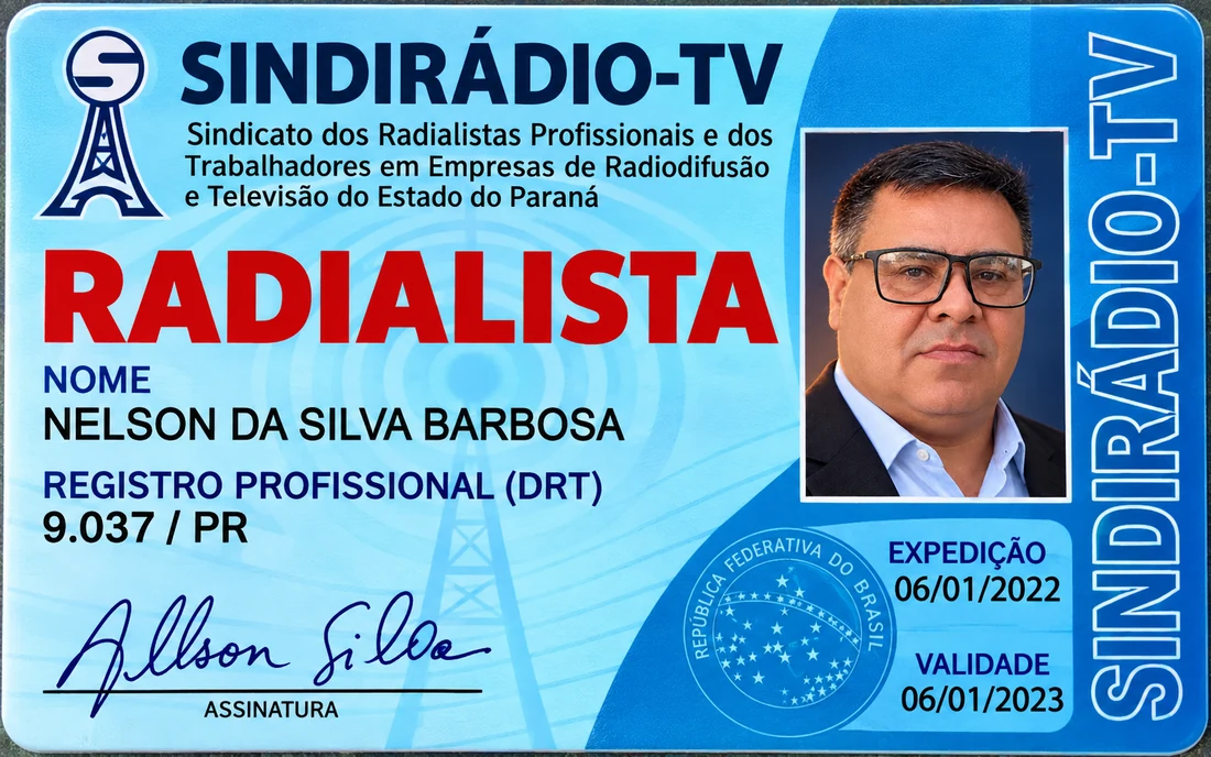 Credencial de Radialista Profissional de Nelson Silva
